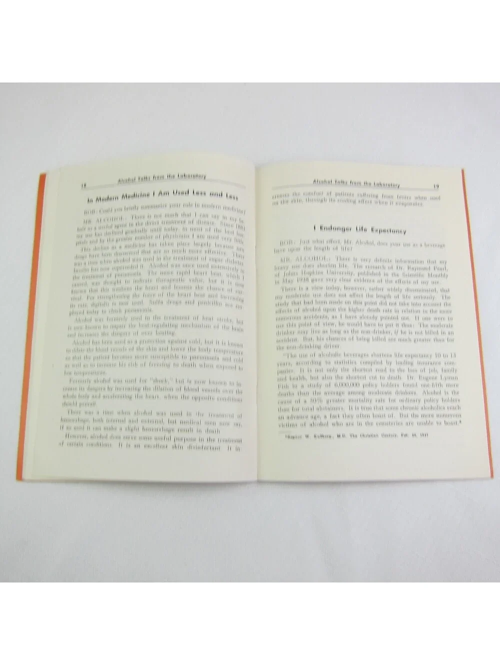 Alcohol Talks from the Laboratory by Howard E. Hamlin Michigan Temperance 1947